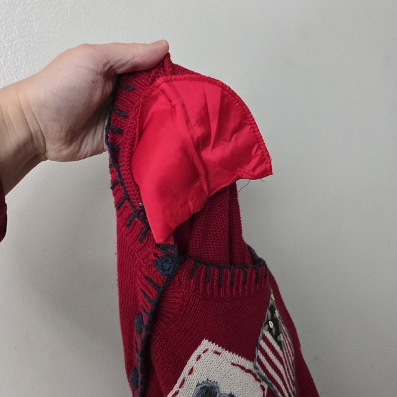 Heirloom Collectibles Patriotic Valentines Patchwork Heart Sweater Cottagecore M - Picture 11 of 11